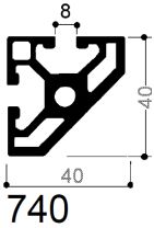 profilo alluminio modulati 2 cave 40x40 smussato