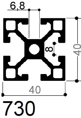 profilo in alluminio 40 x 40 mm modulare